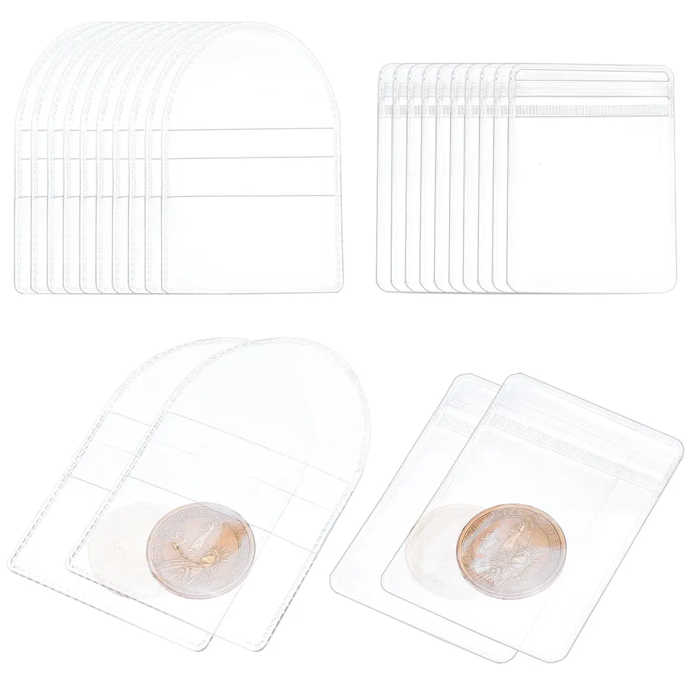 1 Bag 100 Pcs Single Pocket Coin Flips 2 Styles Individual Clear Plastic Sleeves Holders Coin Collecting Supplies for Coins Jewelry Small Items Storage