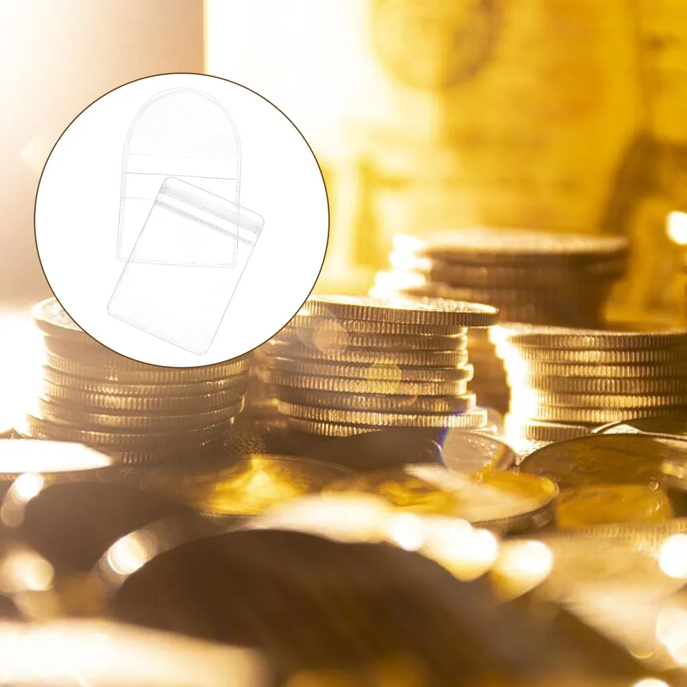 1 Bag 100 Pcs Single Pocket Coin Flips 2 Styles Individual Clear Plastic Sleeves Holders Coin Collecting Supplies for Coins Jewelry Small Items Storage