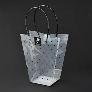 10 pc Transparent PVC Gift Bag with Handle, Flower Packing Bags, Recycled Bags, for Wedding, Birthday, Baby Shower, Polka Dot Pattern, 41x23.5cm
