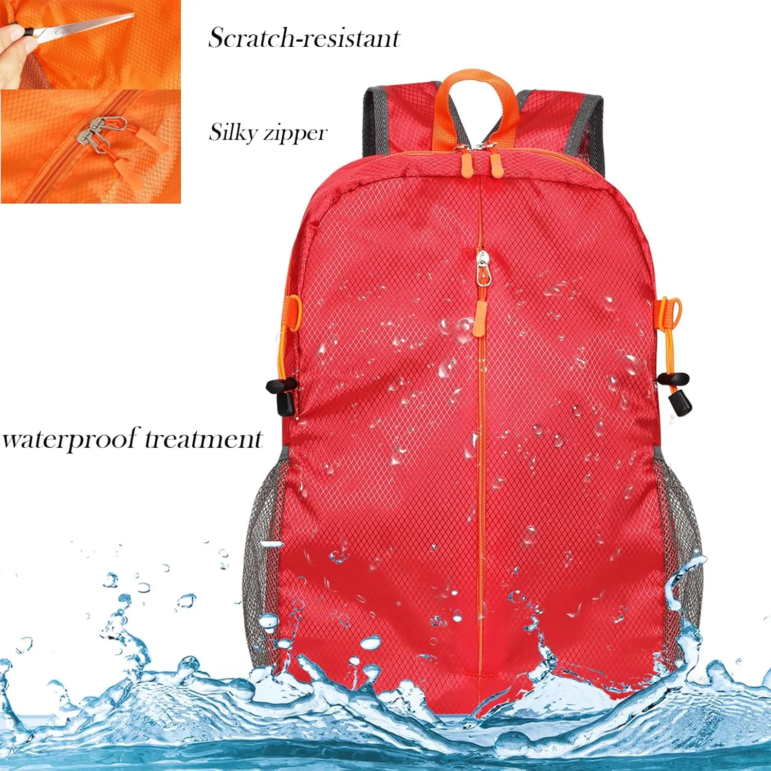 15L Lightweight Packable Backpack, Foldable Hiking Bag, Travel Backpack for Women Man, Waterproof Outdoor Camping Day Pack, Rose Red