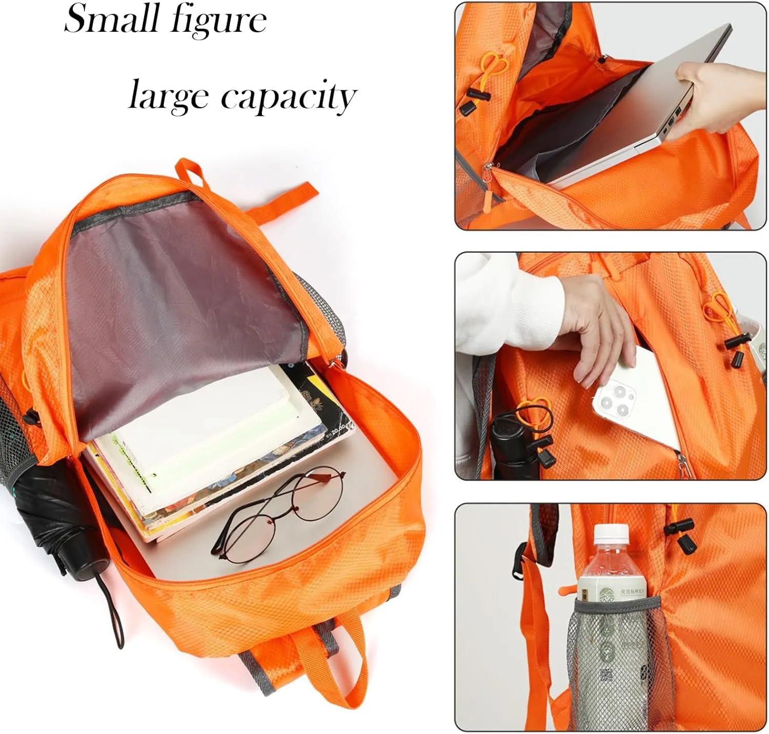 15L Lightweight Packable Backpack, Foldable Hiking Bag, Travel Backpack for Women Man, Waterproof Outdoor Camping Day Pack, Rose Red