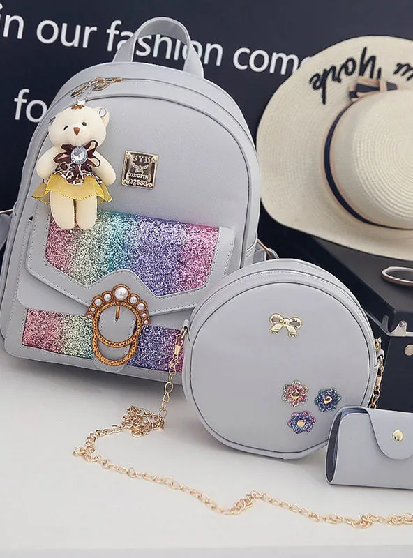 3Pcs Bag Sets Female Bagpack High Quality Leather