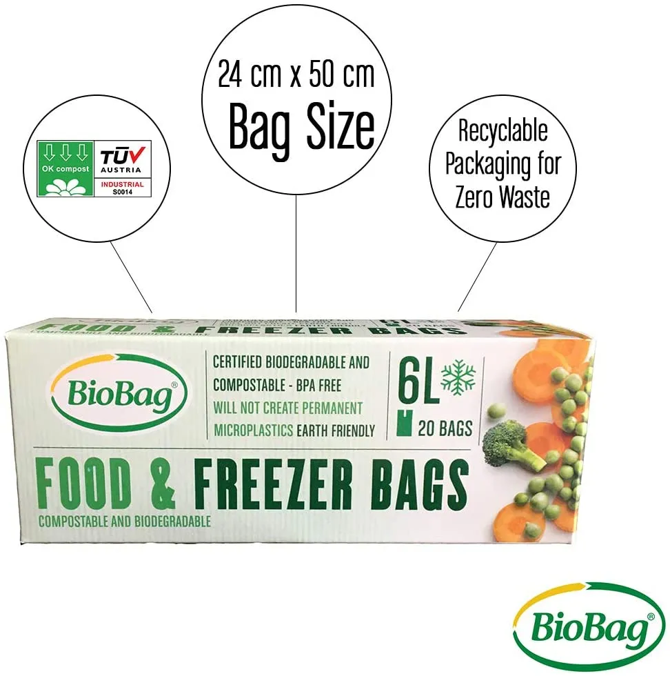 6L Food and Freezer Bags | 1 roll of 20 bags