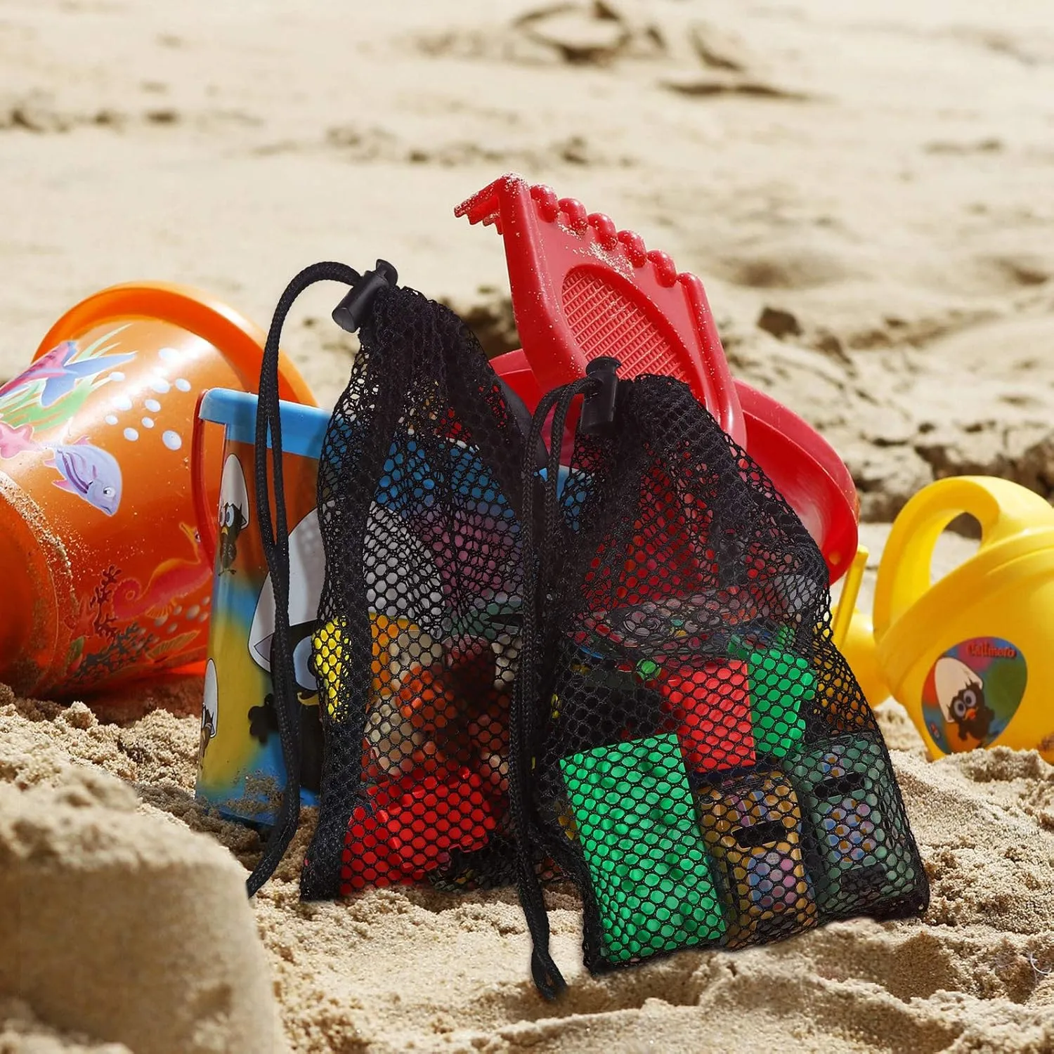 8 Pieces Black Mesh Drawstring Bags with Clips Small Nylon Storage Mesh Bags Shell Bag Dishwasher Net sack for Jewelry Beach Collecting Toys Gifts Travel Kitchen Favor(20 x 15 cm/ 7.9 x 6 Inch)