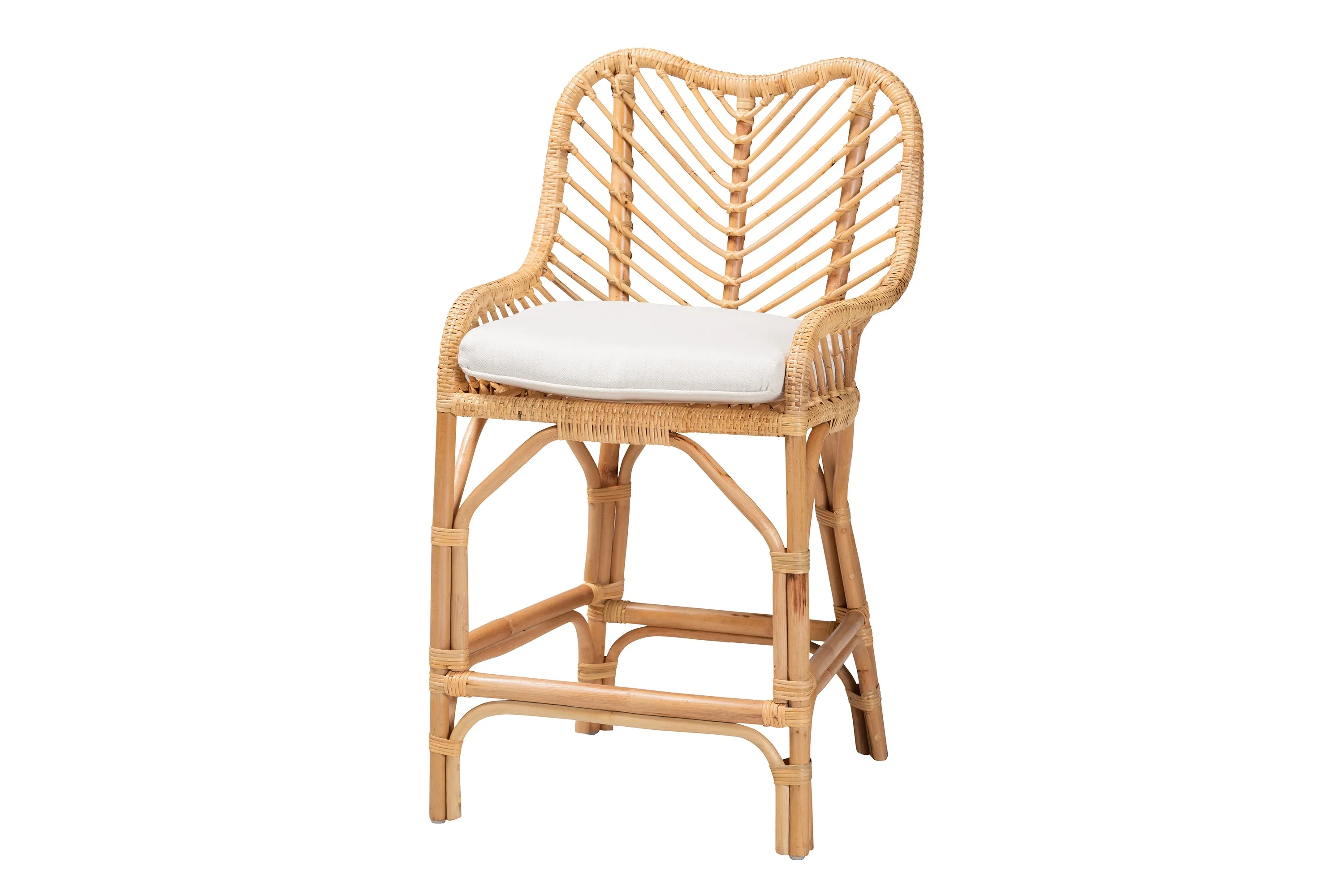 Adrena Modern Bohemian Rattan Bar Stool - Handmade, Ergonomic Design, Perfect for Chic Lounges