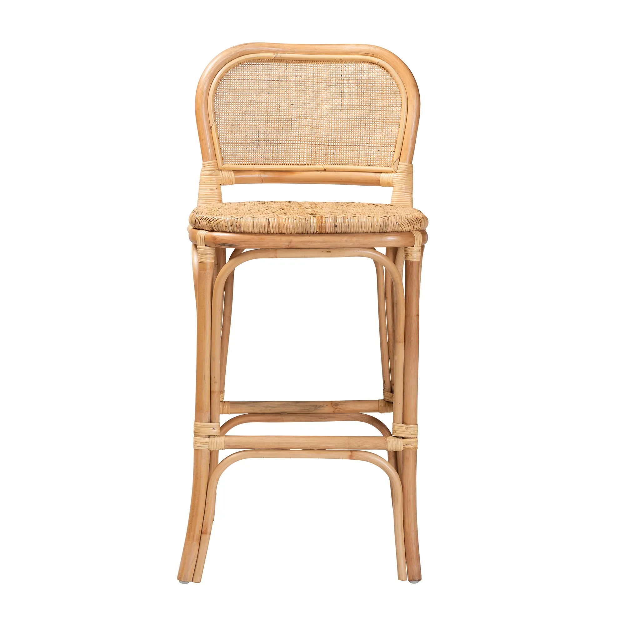 Adrena Modern Bohemian Rattan Bar Stool - Handmade, Ergonomic Design, Perfect for Chic Lounges