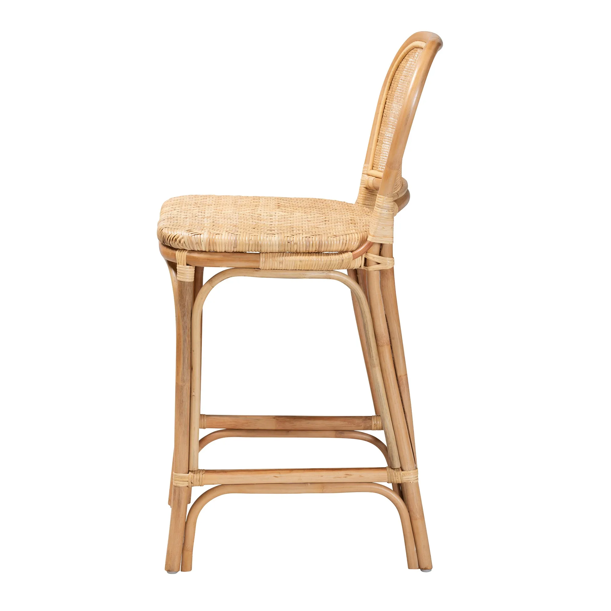 Adrena Modern Bohemian Rattan Bar Stool - Handmade, Ergonomic Design, Perfect for Chic Lounges