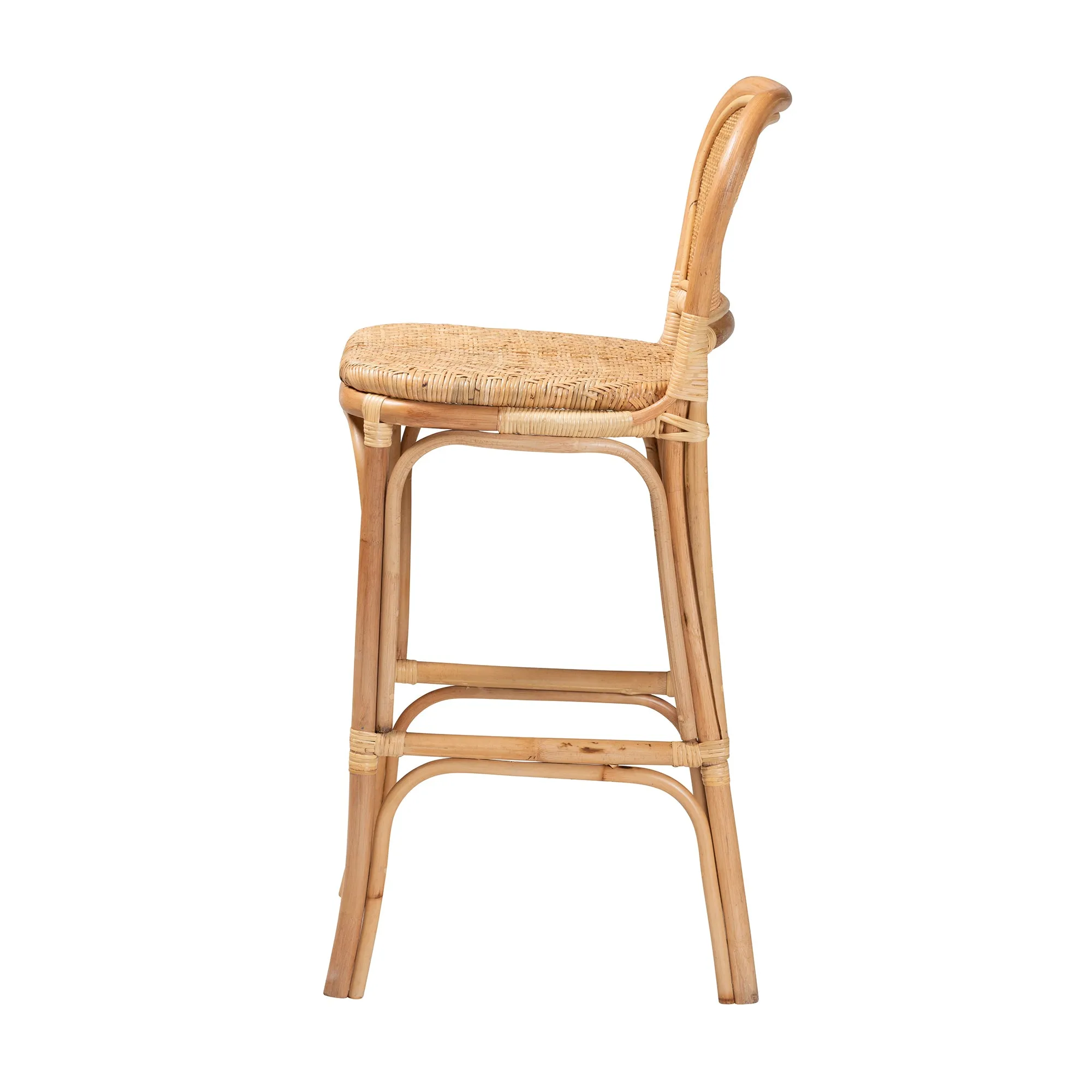 Adrena Modern Bohemian Rattan Bar Stool - Handmade, Ergonomic Design, Perfect for Chic Lounges