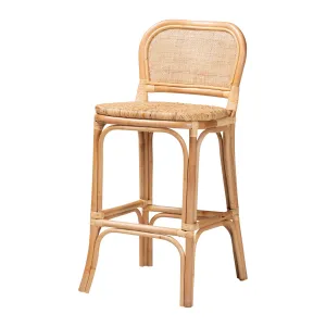 Adrena Modern Bohemian Rattan Bar Stool - Handmade, Ergonomic Design, Perfect for Chic Lounges