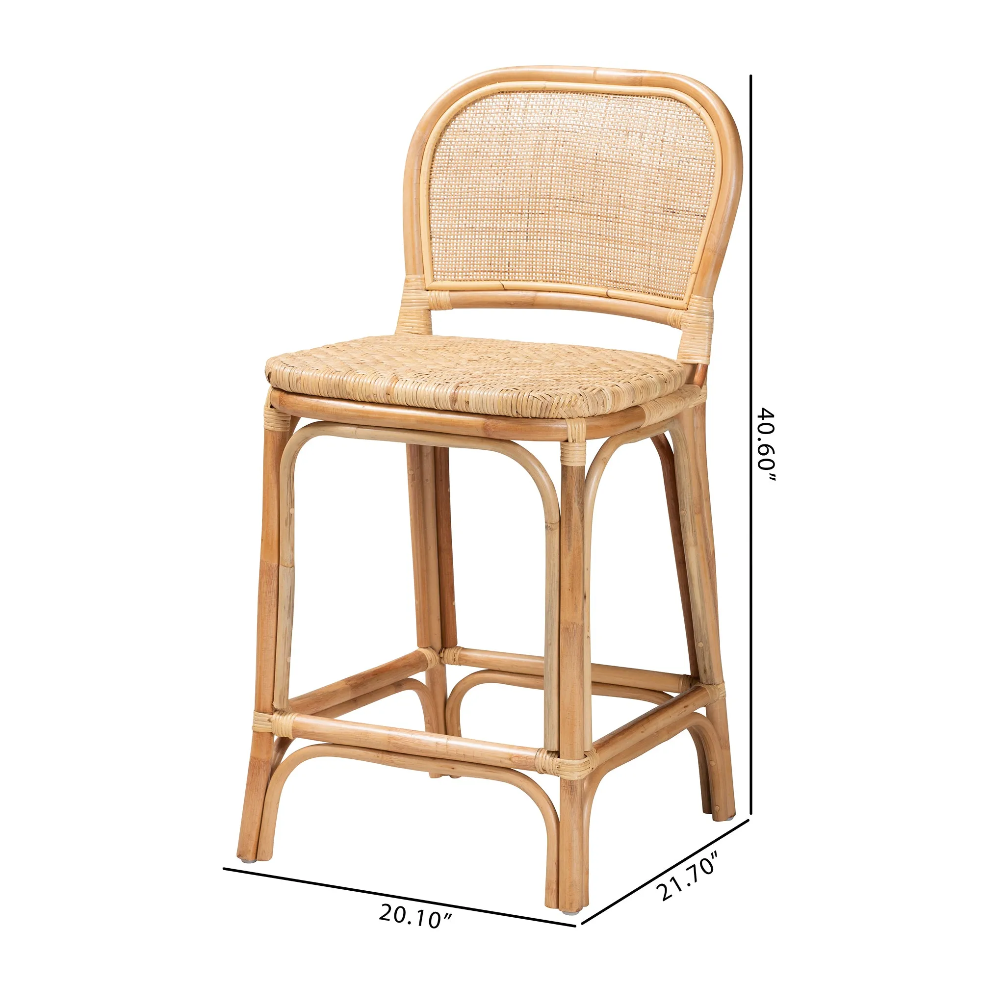 Adrena Modern Bohemian Rattan Bar Stool - Handmade, Ergonomic Design, Perfect for Chic Lounges