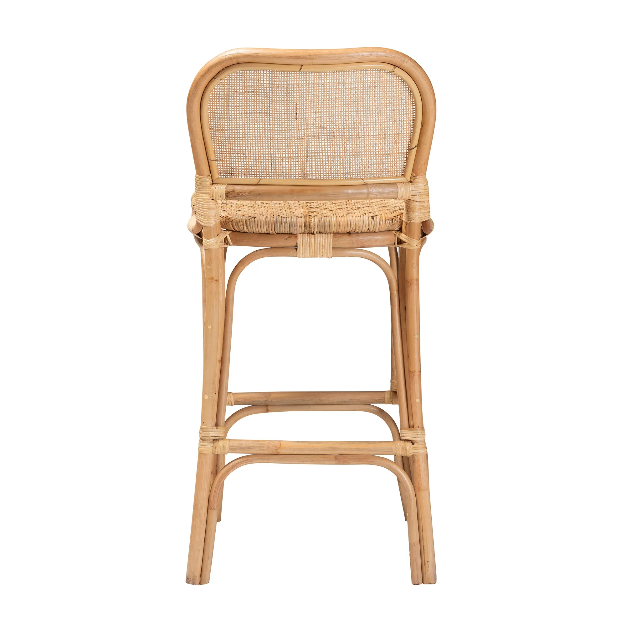 Adrena Modern Bohemian Rattan Bar Stool - Handmade, Ergonomic Design, Perfect for Chic Lounges