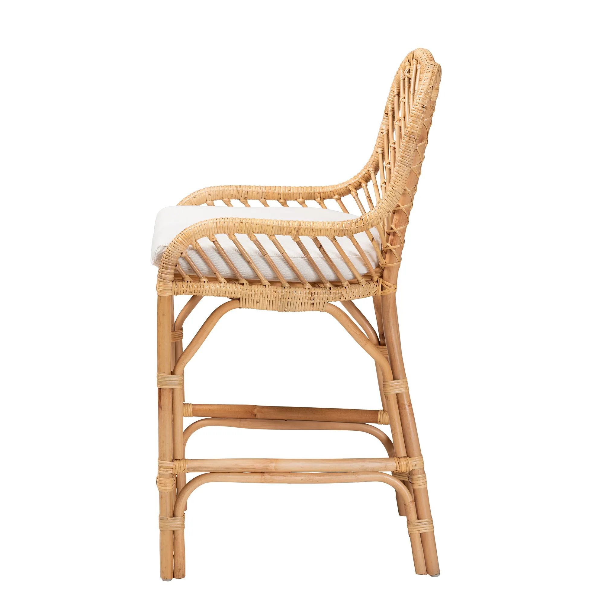 Adrena Modern Bohemian Rattan Bar Stool - Handmade, Ergonomic Design, Perfect for Chic Lounges