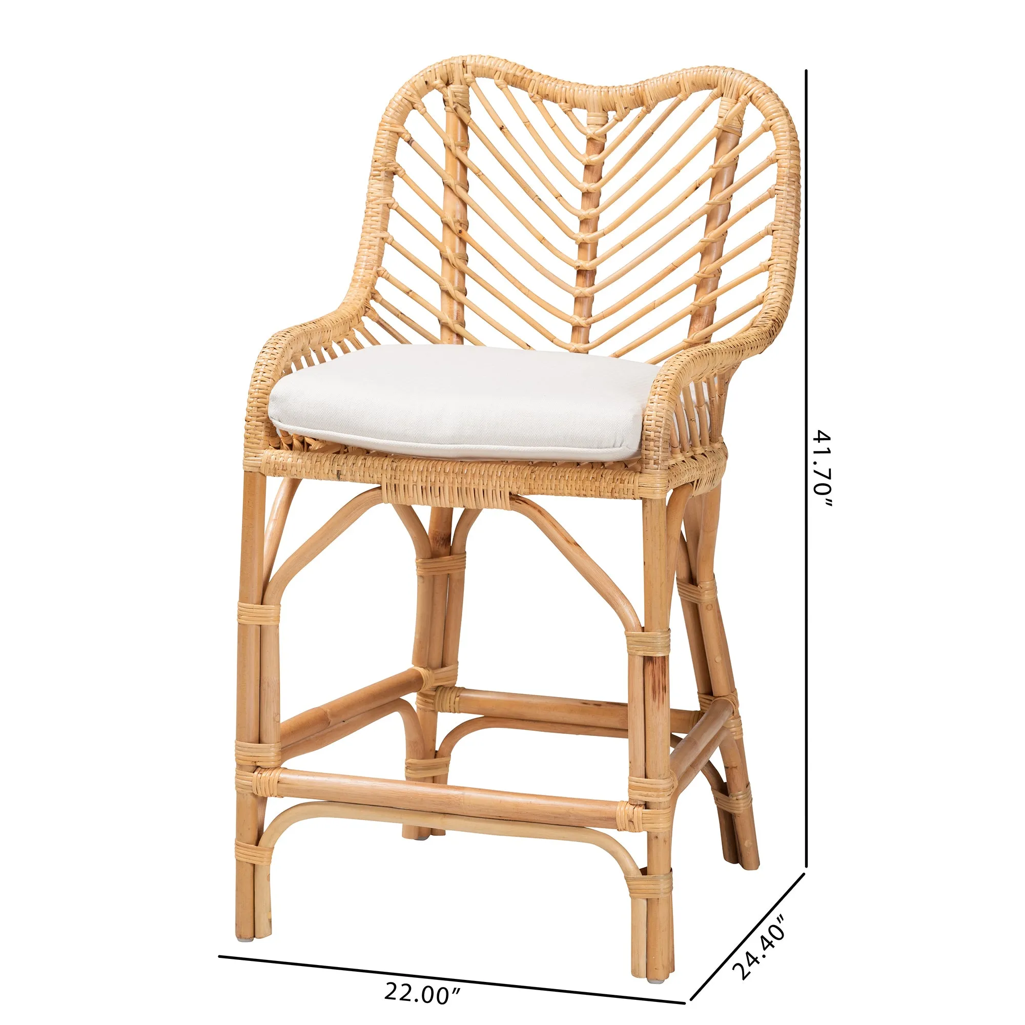 Adrena Modern Bohemian Rattan Bar Stool - Handmade, Ergonomic Design, Perfect for Chic Lounges