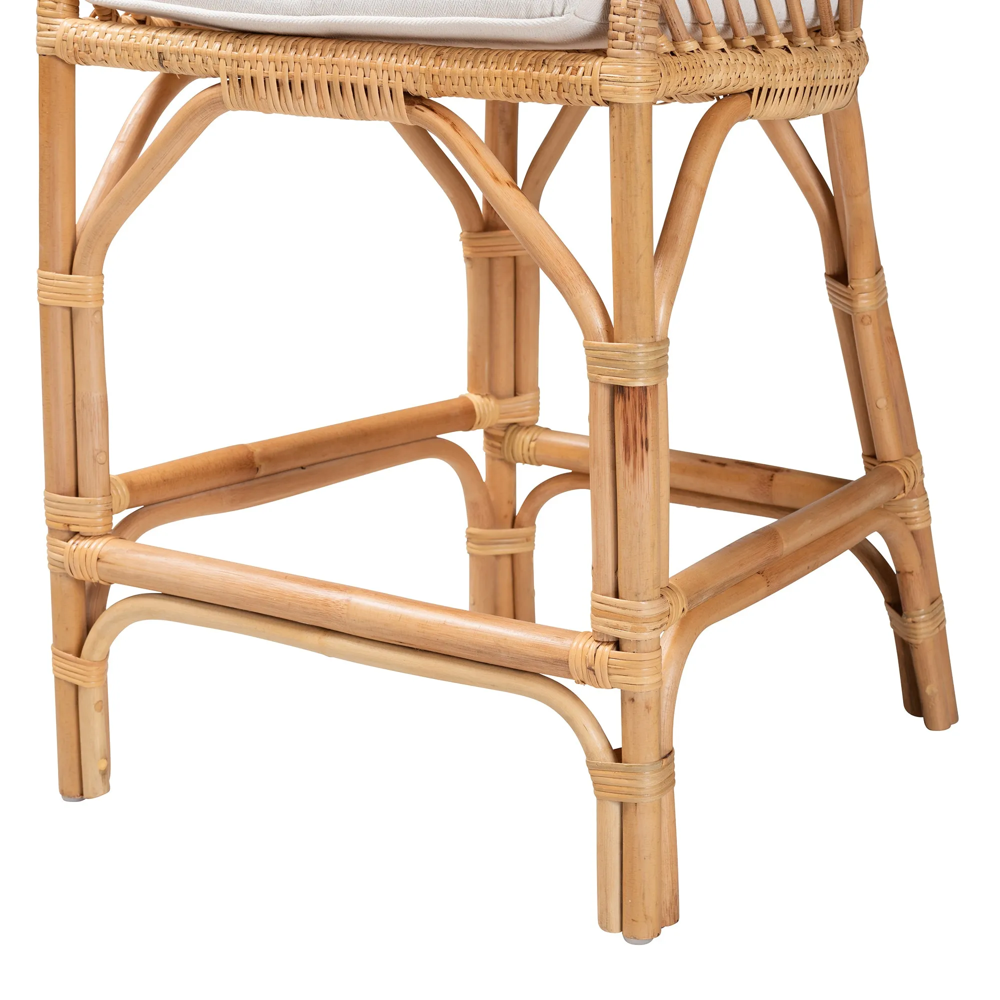 Adrena Modern Bohemian Rattan Bar Stool - Handmade, Ergonomic Design, Perfect for Chic Lounges