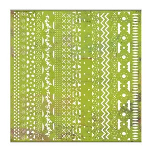 Basicgrey 12"x12" Single Sheet Laser-Cut Doilies - Green At Heart - Green Borders