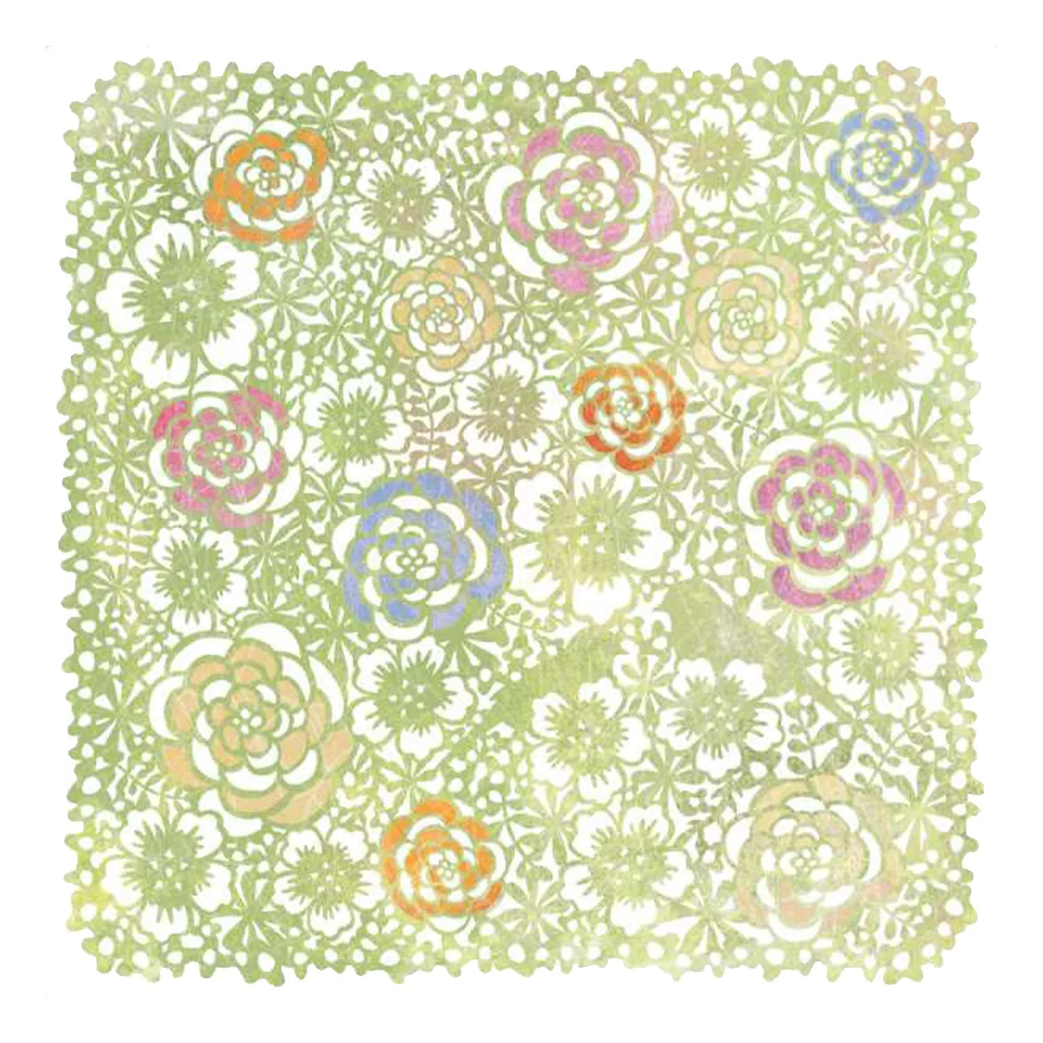 Basicgrey 12"x12" Single Sheet Laser-Cut Doilies - Sugar Rush - Sweetfields - Green