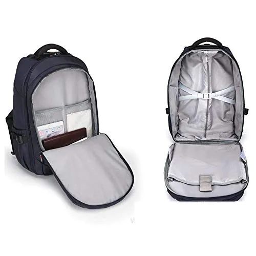 C-Xka Waterproof Wheeled Rolling Backpack for Men and Women Business Laptop Travel Backpack Bag (Color : Brown, Size : 21inch)