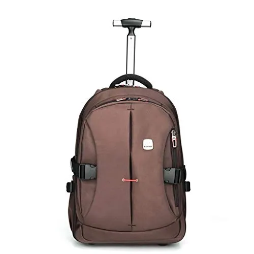 C-Xka Waterproof Wheeled Rolling Backpack for Men and Women Business Laptop Travel Backpack Bag (Color : Brown, Size : 21inch)