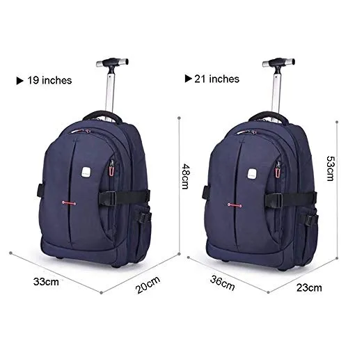 C-Xka Waterproof Wheeled Rolling Backpack for Men and Women Business Laptop Travel Backpack Bag (Color : Brown, Size : 21inch)