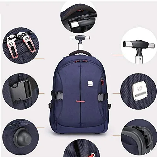 C-Xka Waterproof Wheeled Rolling Backpack for Men and Women Business Laptop Travel Backpack Bag (Color : Brown, Size : 21inch)