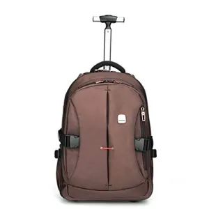 C-Xka Waterproof Wheeled Rolling Backpack for Men and Women Business Laptop Travel Backpack Bag (Color : Brown, Size : 21inch)