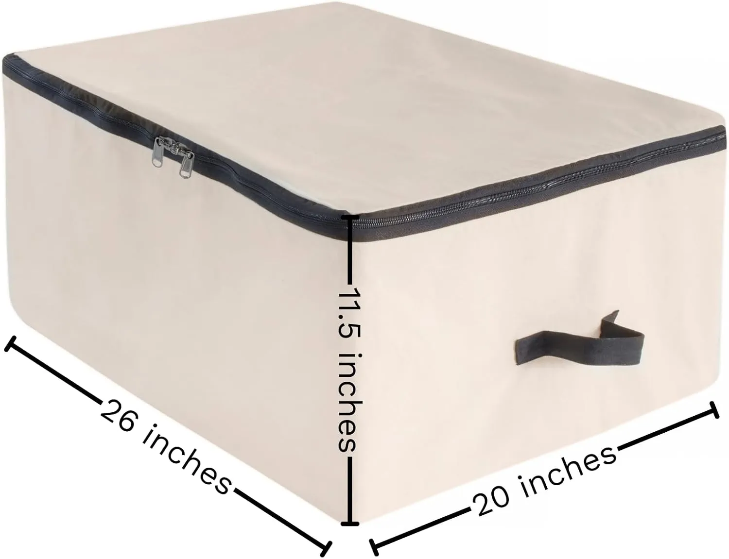 Canvas Under Bed Storage Bag With Zipper for Comforters, Blankets & Pillows - Extra Large Bed Linen Storage - Breathable, Sturdy, Double Stitched With Handles (1 Bag)