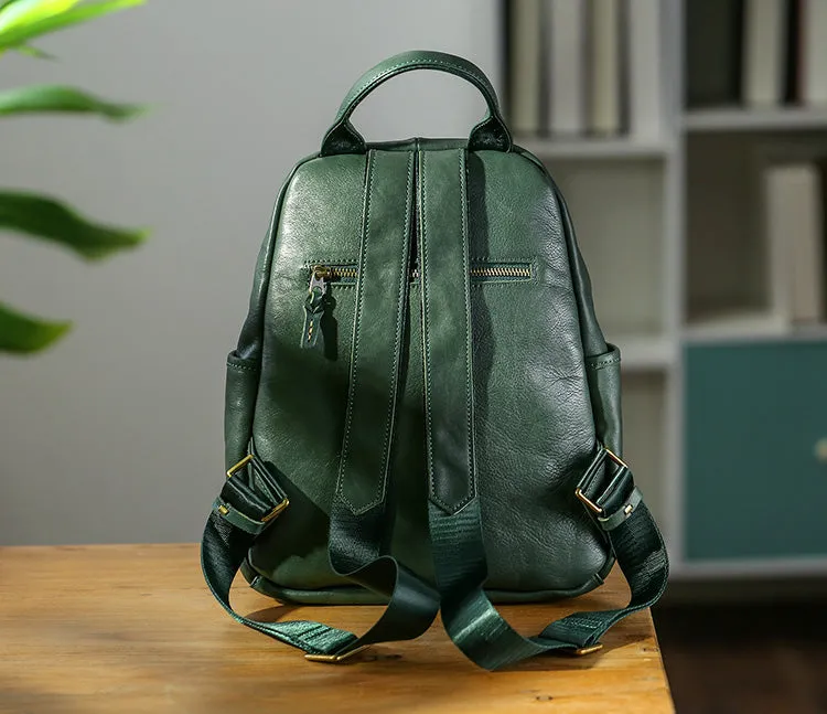 Casual Womens Genuine Leather Backpack Small Rucksack