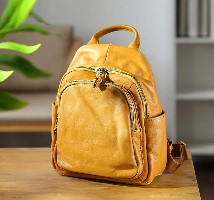 Casual Womens Genuine Leather Backpack Small Rucksack