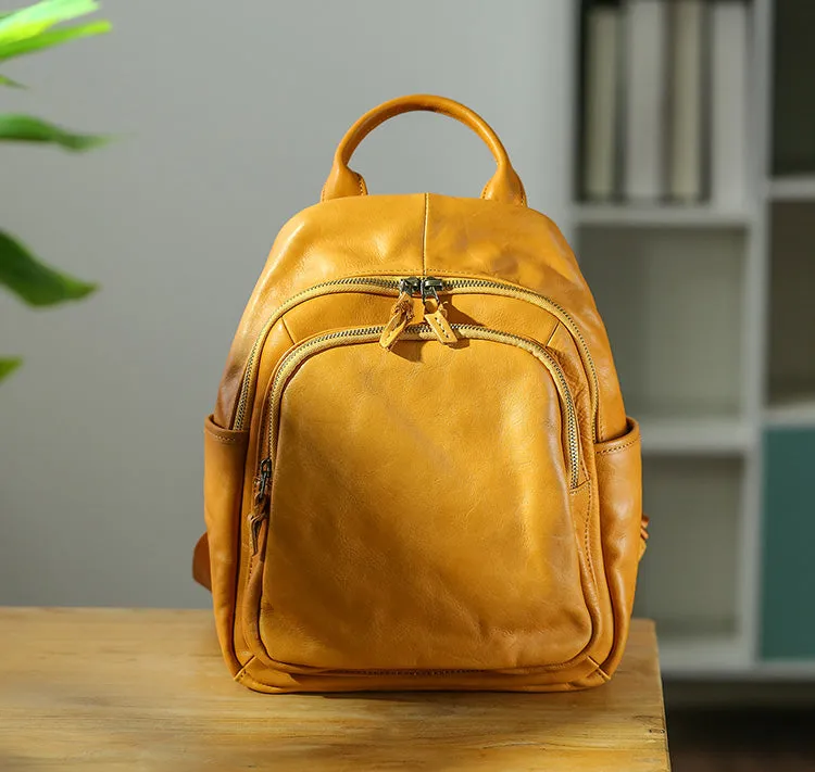Casual Womens Genuine Leather Backpack Small Rucksack