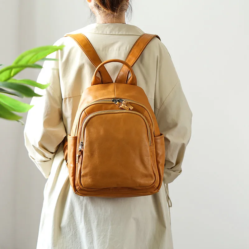 Casual Womens Genuine Leather Backpack Small Rucksack