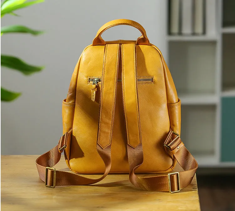 Casual Womens Genuine Leather Backpack Small Rucksack