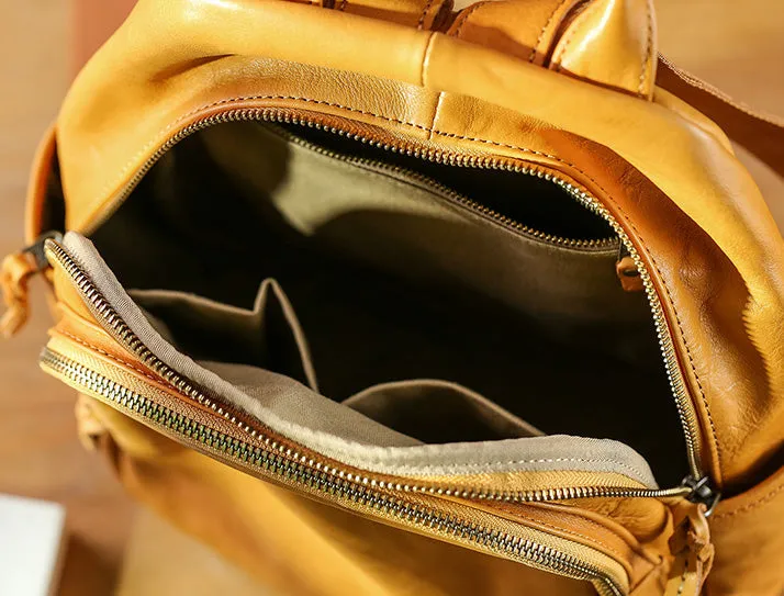 Casual Womens Genuine Leather Backpack Small Rucksack