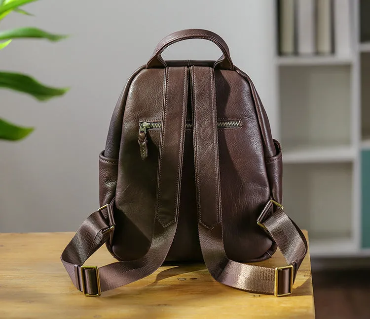 Casual Womens Genuine Leather Backpack Small Rucksack