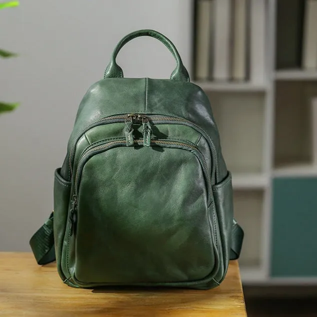 Casual Womens Genuine Leather Backpack Small Rucksack
