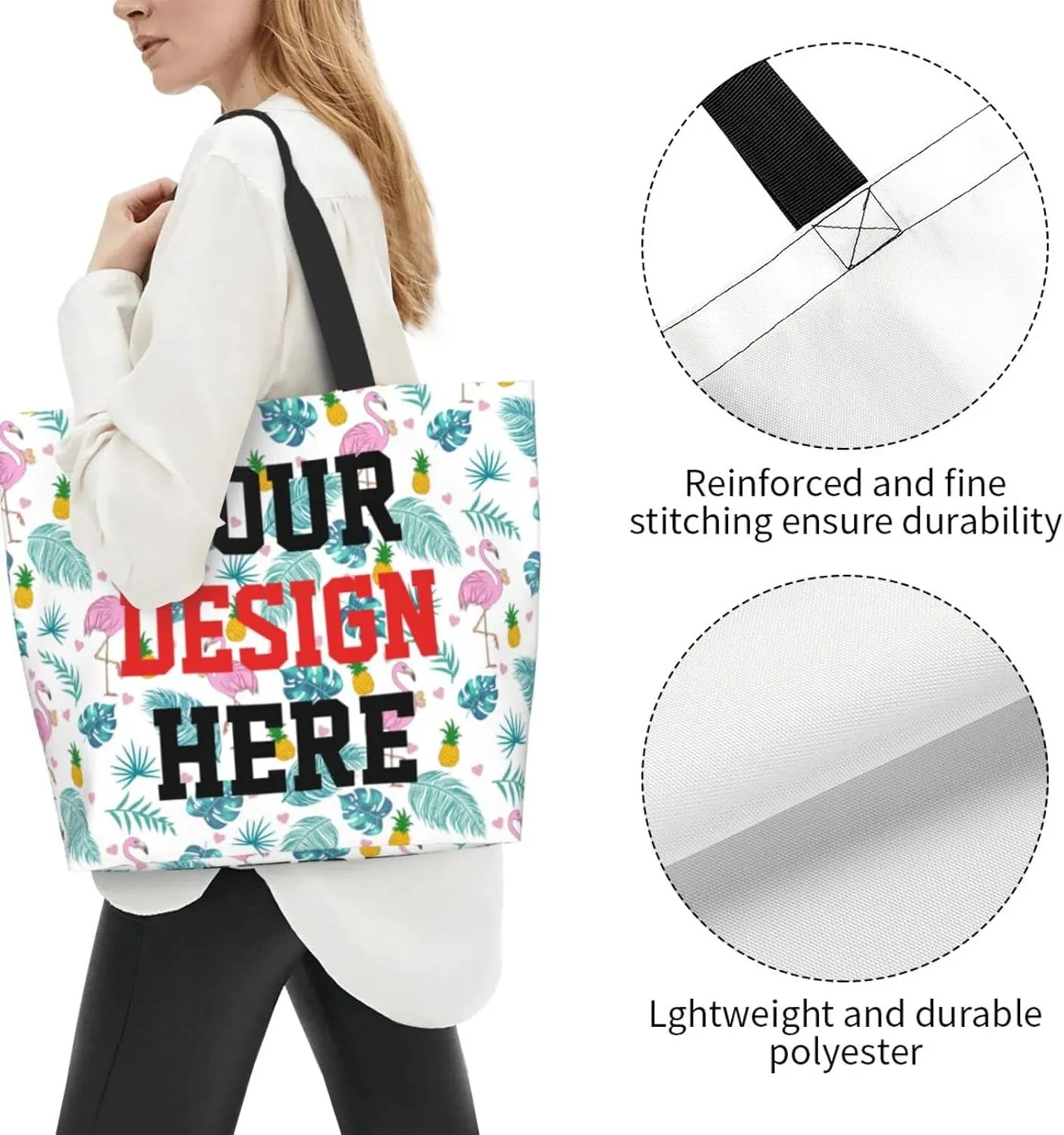 Custom Tote Bags Custom Bags With You Team Logo Text Picture Travel Business Shopping Women Teacher Personalized Shoulder Bag