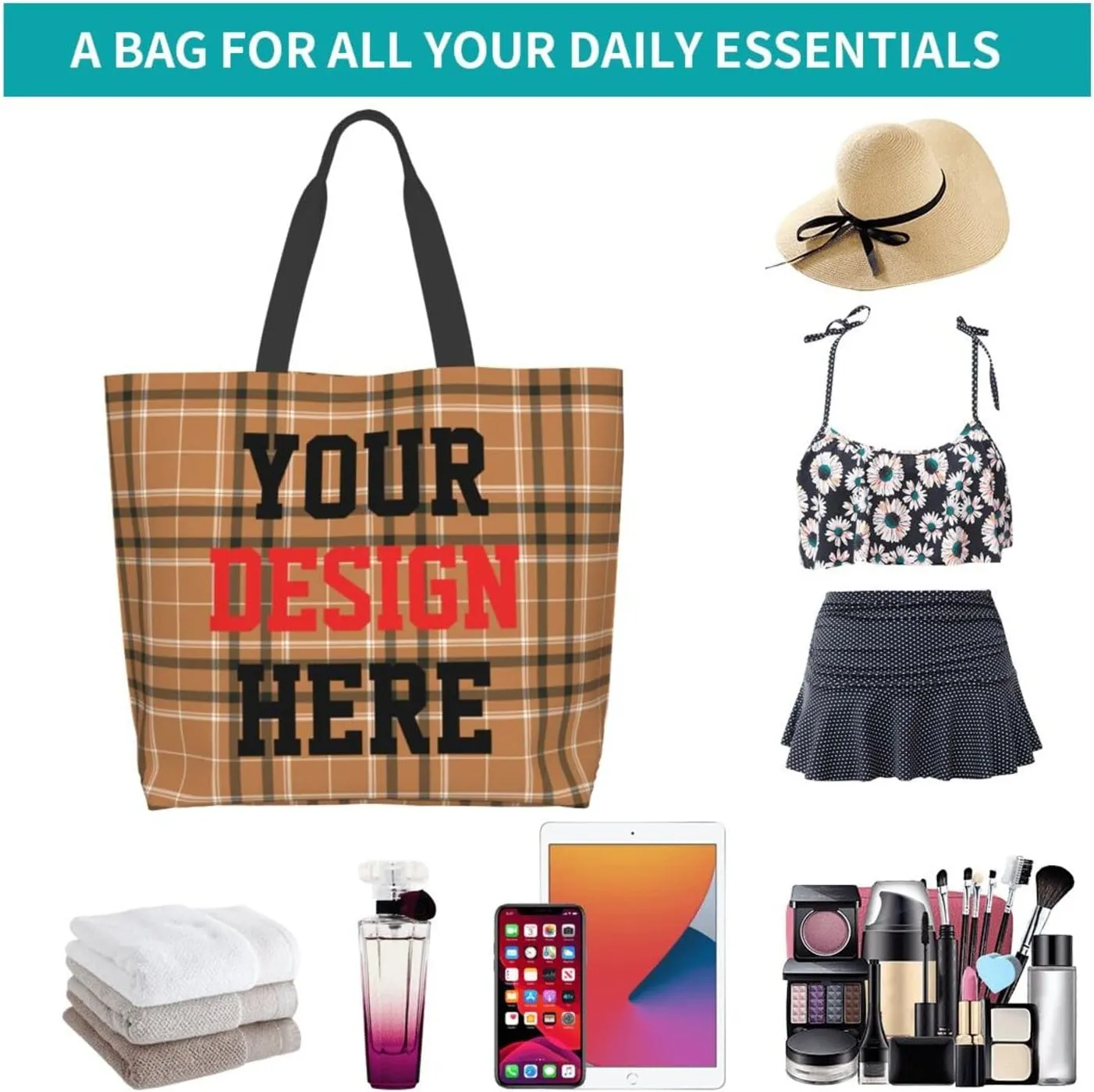Custom Tote Bags Custom Bags With You Team Logo Text Picture Travel Business Shopping Women Teacher Personalized Shoulder Bag