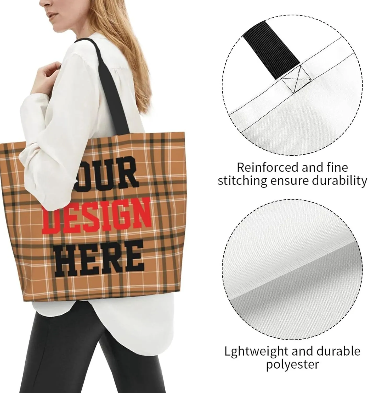 Custom Tote Bags Custom Bags With You Team Logo Text Picture Travel Business Shopping Women Teacher Personalized Shoulder Bag