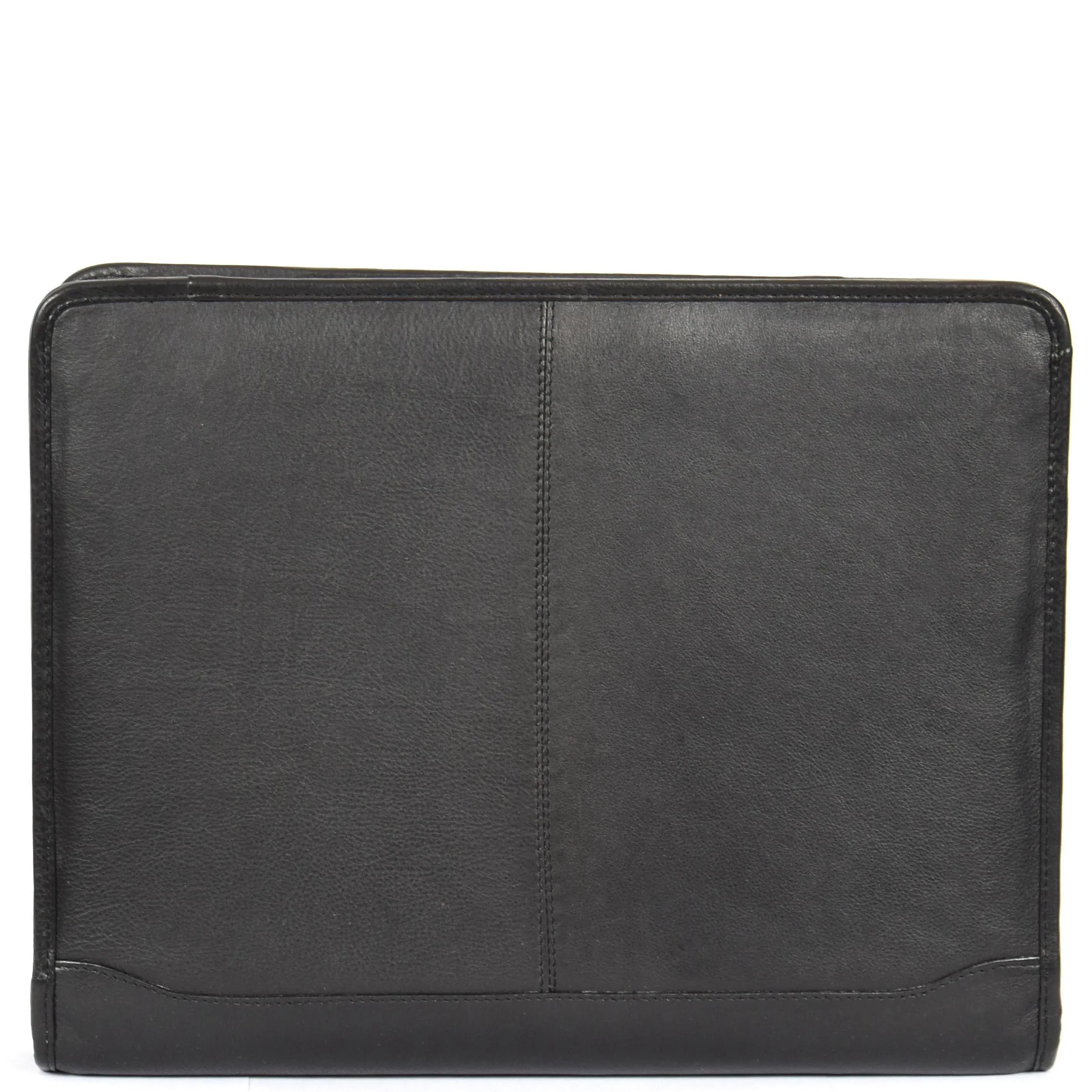 DR604 Leather Zip-Around Portfolio With Removable Metal Ring Binder Black