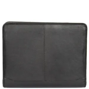 DR604 Leather Zip-Around Portfolio With Removable Metal Ring Binder Black