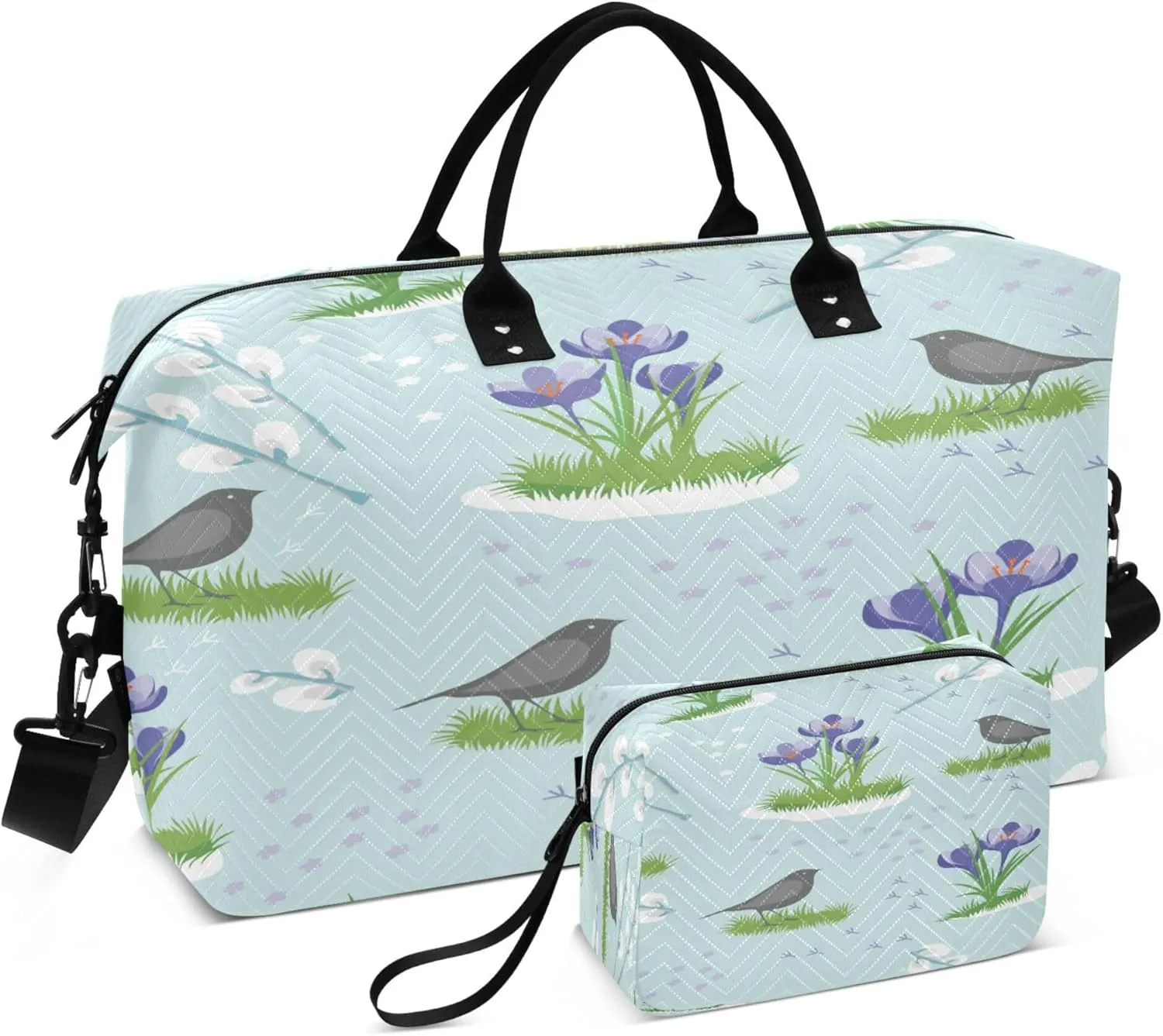 Exnundod Travel Duffel Bags Rooks Willow Crocuses Sports Gym Bag Weekender Carry On Tote Overnight Luggage Bags for Women and Men