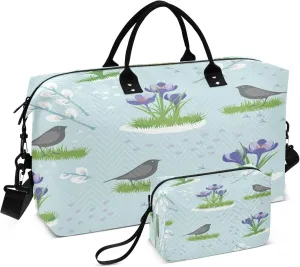 Exnundod Travel Duffel Bags Rooks Willow Crocuses Sports Gym Bag Weekender Carry On Tote Overnight Luggage Bags for Women and Men