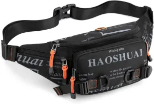 Fanny Pack Belt Waist Bag for Men &Women Unisex Waterproof Hip Pack with Headphone Jack and Zipper Adjustable Strap Running Pack for Outdoors & Gym (Black)