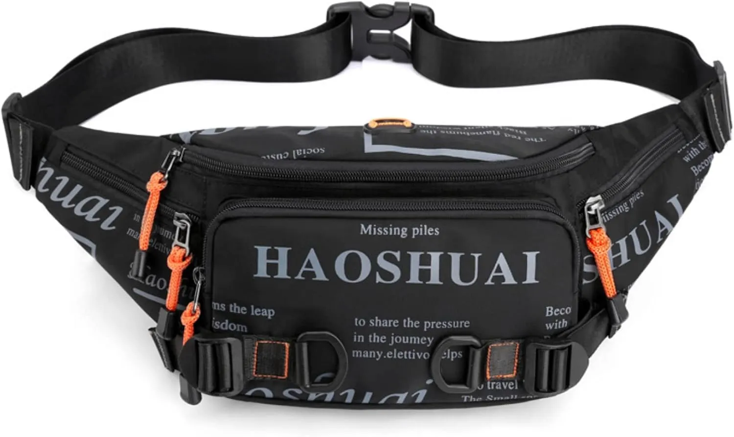 Fanny Pack Belt Waist Bag for Men &Women Unisex Waterproof Hip Pack with Headphone Jack and Zipper Adjustable Strap Running Pack for Outdoors & Gym (Black)