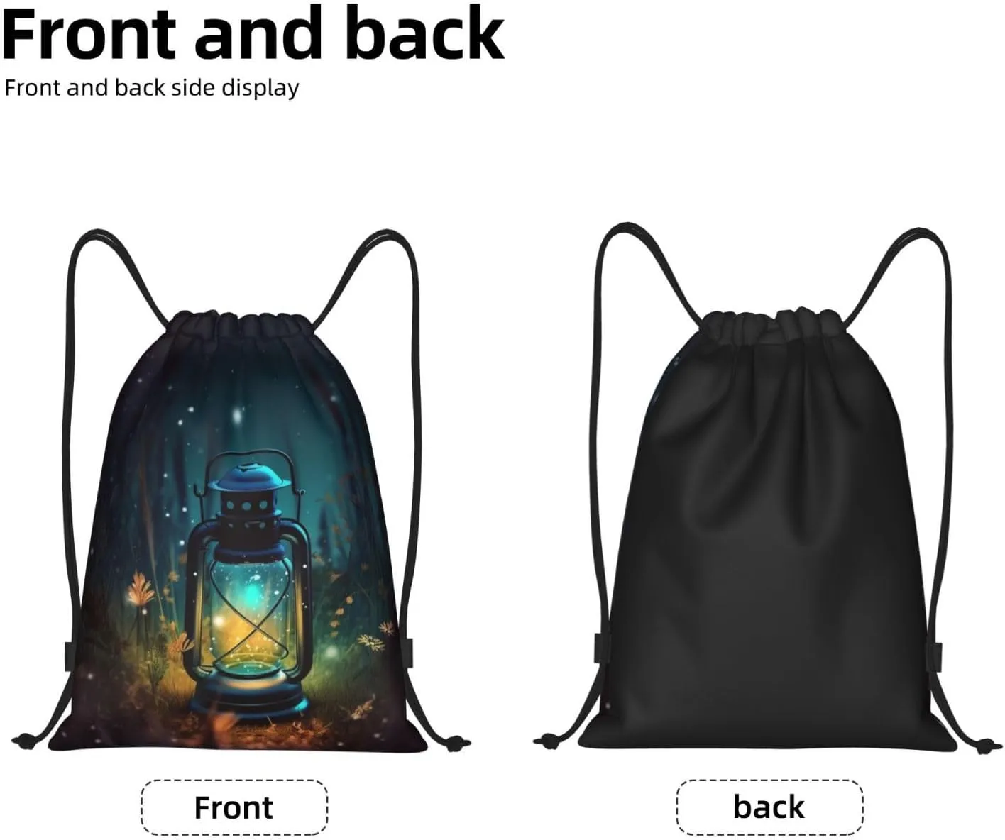 Fireflies and Lantern Drawstring Backpack Draw String Bag Waterproof Sports Bag Gym Cinch Bags for Women Men