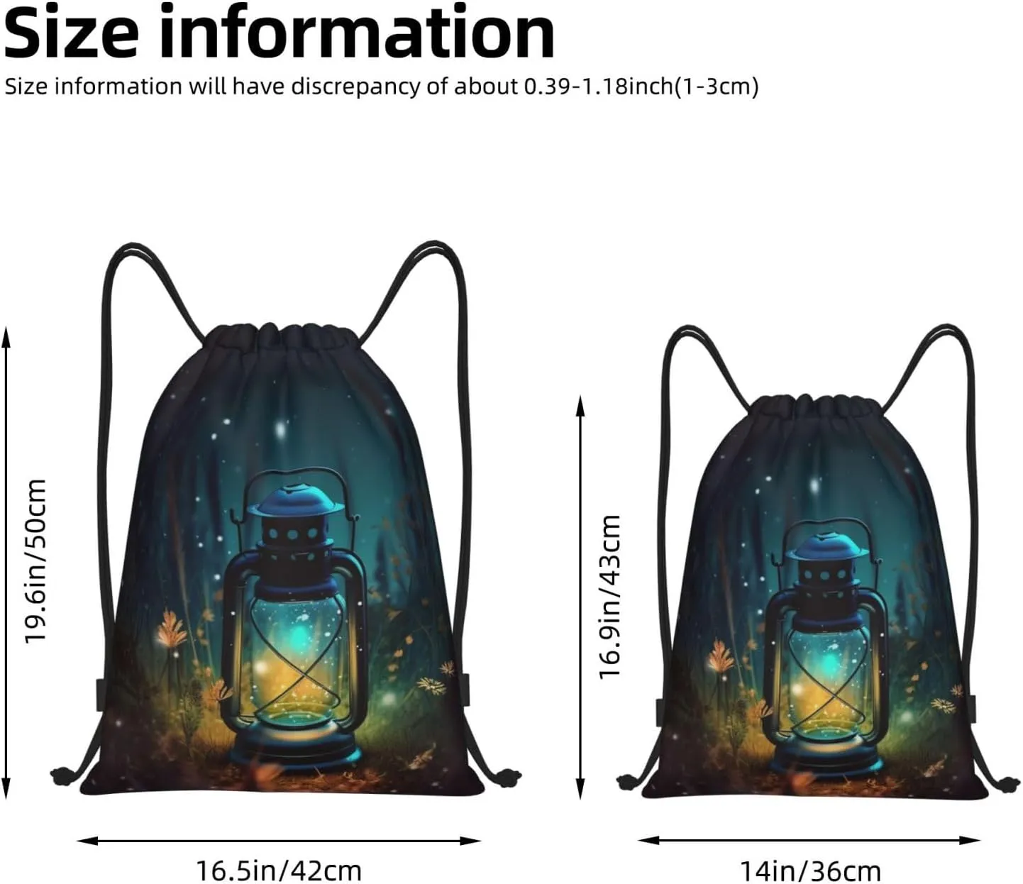 Fireflies and Lantern Drawstring Backpack Draw String Bag Waterproof Sports Bag Gym Cinch Bags for Women Men