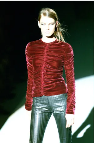 F/W 1999 Gucci Tom Ford Red Velvet Ruched Top