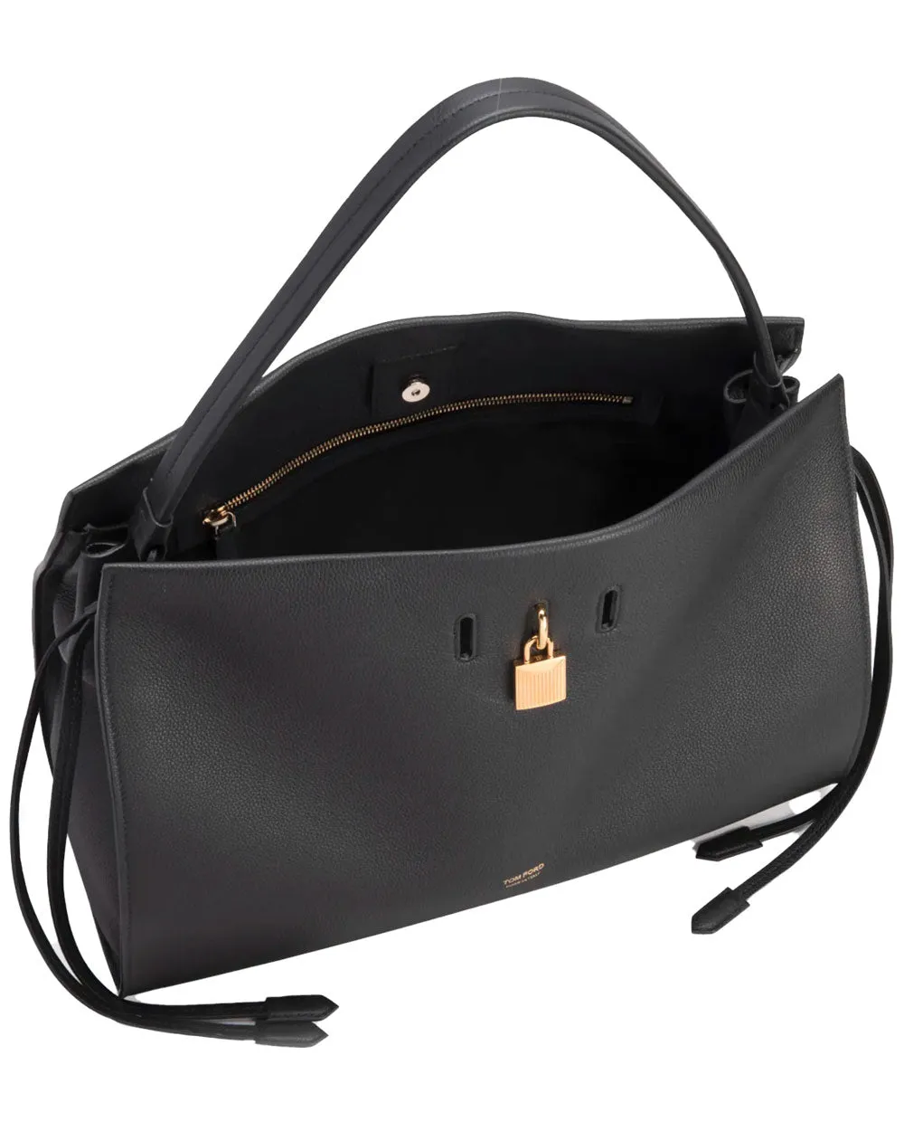 Grain Leather Shoulder Bag in Black