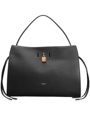 Grain Leather Shoulder Bag in Black