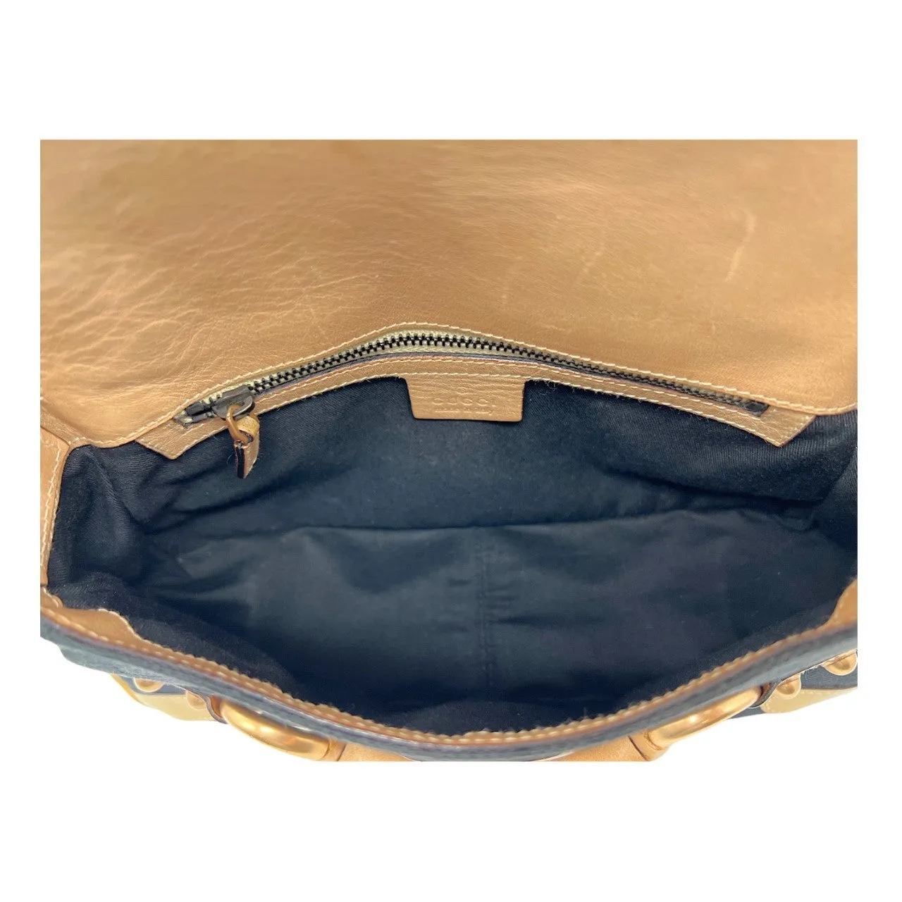 Gucci Monogram Rose Gold Horsebit Handbag