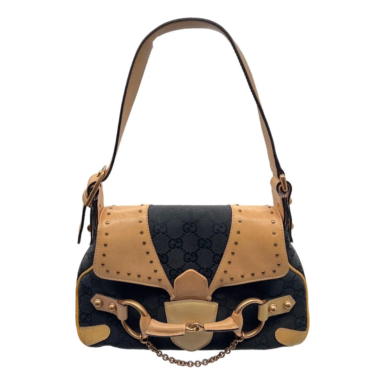 Gucci Monogram Rose Gold Horsebit Handbag